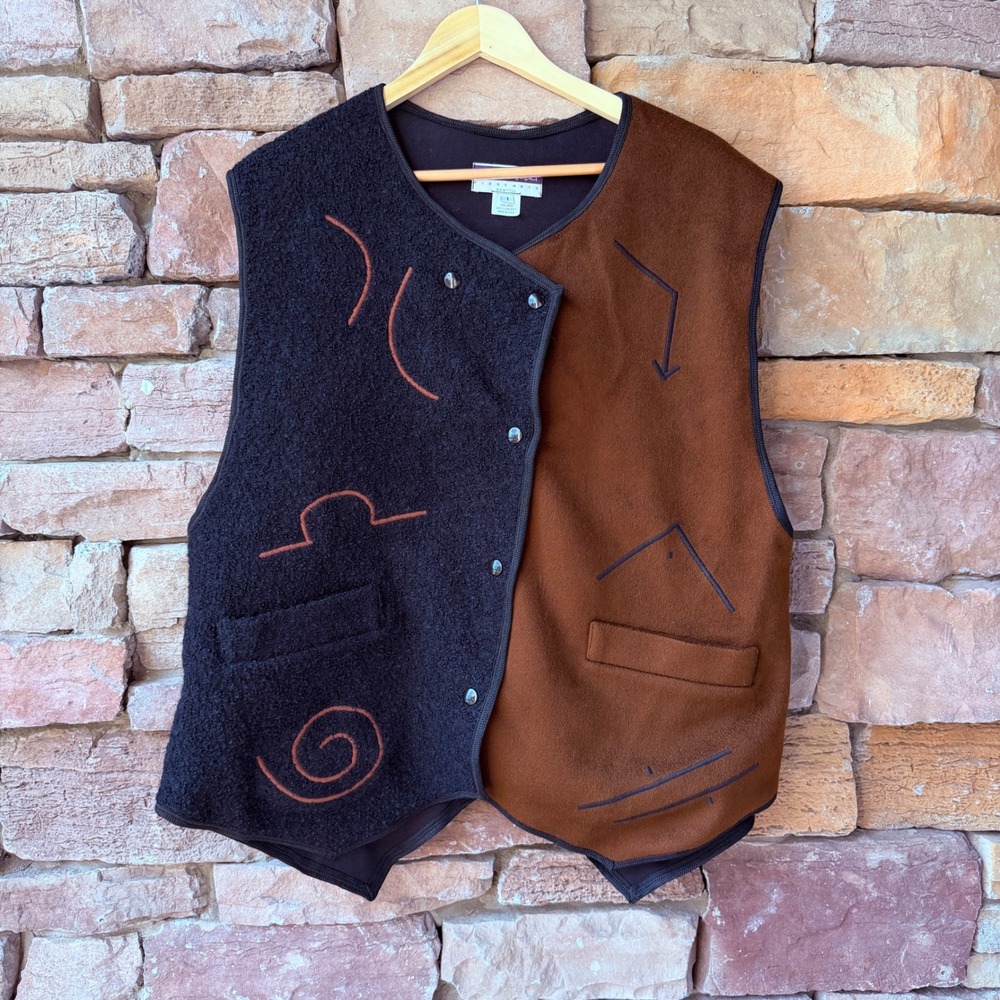 VTG Marylou Ozbolt Storer XL Wool Southwestern Art to Wear Vest Women